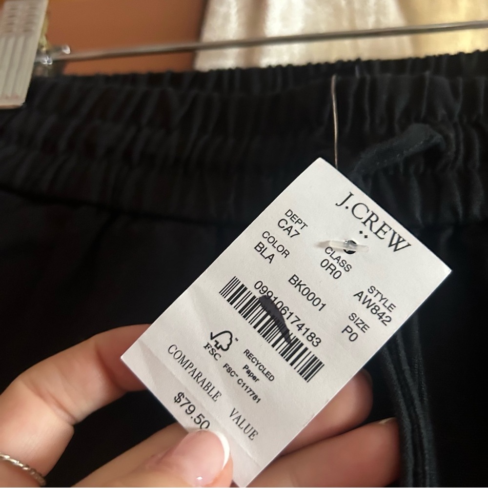 J. Crew Linen Cotton Blend Drawstring Pants Black Pull‎ On NWT Size 0 Petite - Picture 4 of 10